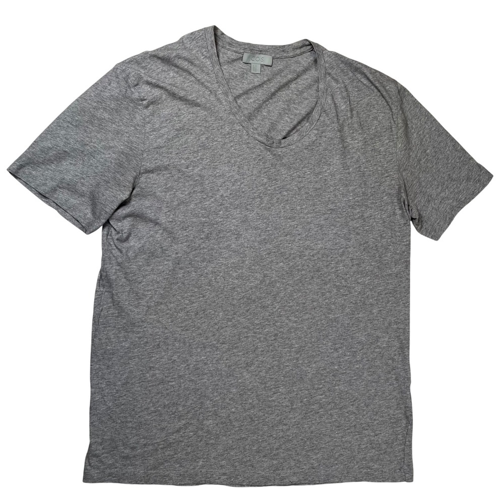 COS Scoop Neck T-Shirt Mens Medium Grey Heathered Cotton Minimalist Tee Casual‎